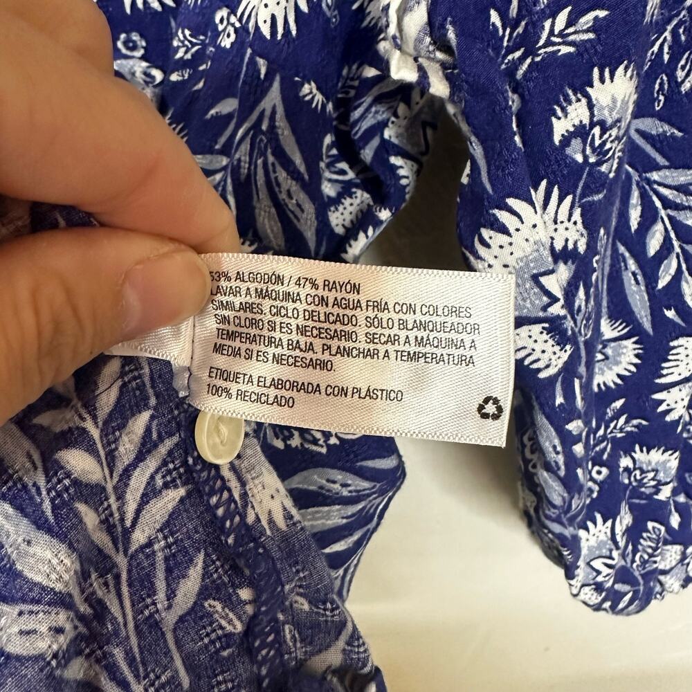 Universal Thread Floral Boho Blue Printed Shirt Size Small - Picture 4 of 5